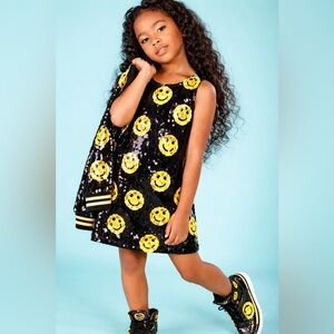 NWT Lola + The Boys “Don’t Worry Be Happy” Smiley Sequin Dress 2T $76 Retail
